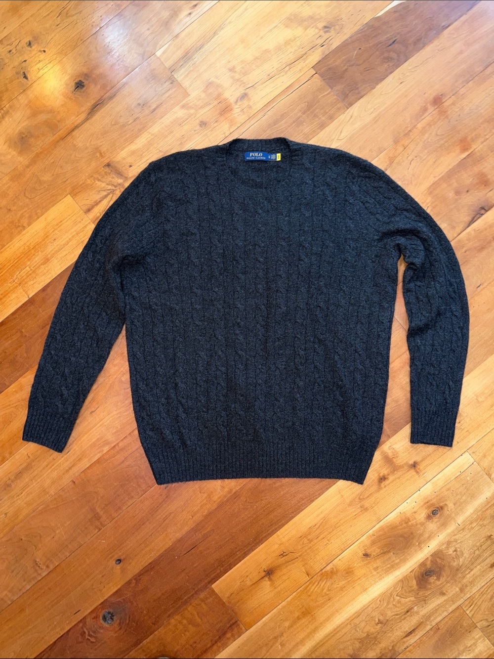 Polo Ralph Lauren Charcoal Cable-Knit Crewneck Sweater